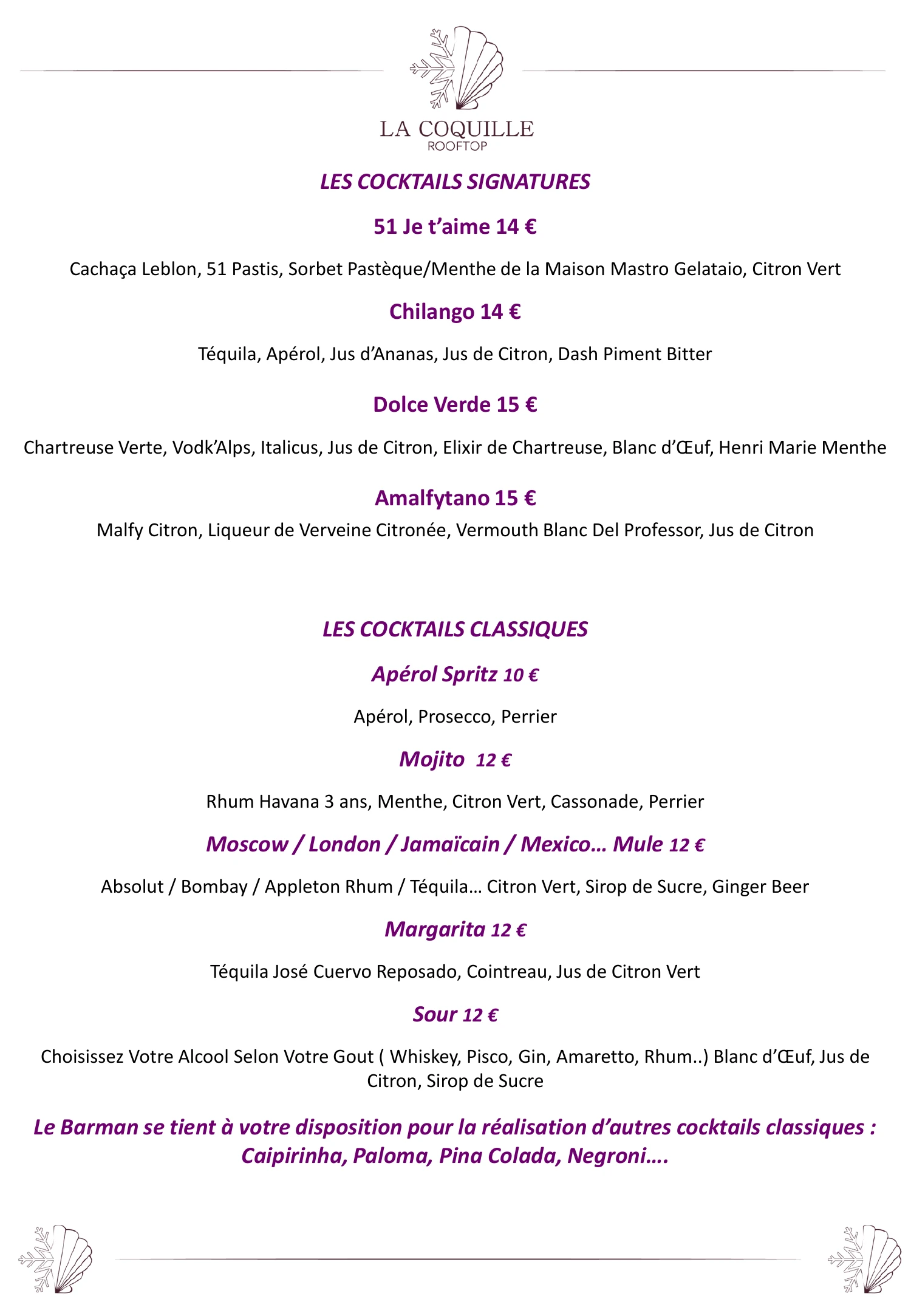 Carte Cocktail 1