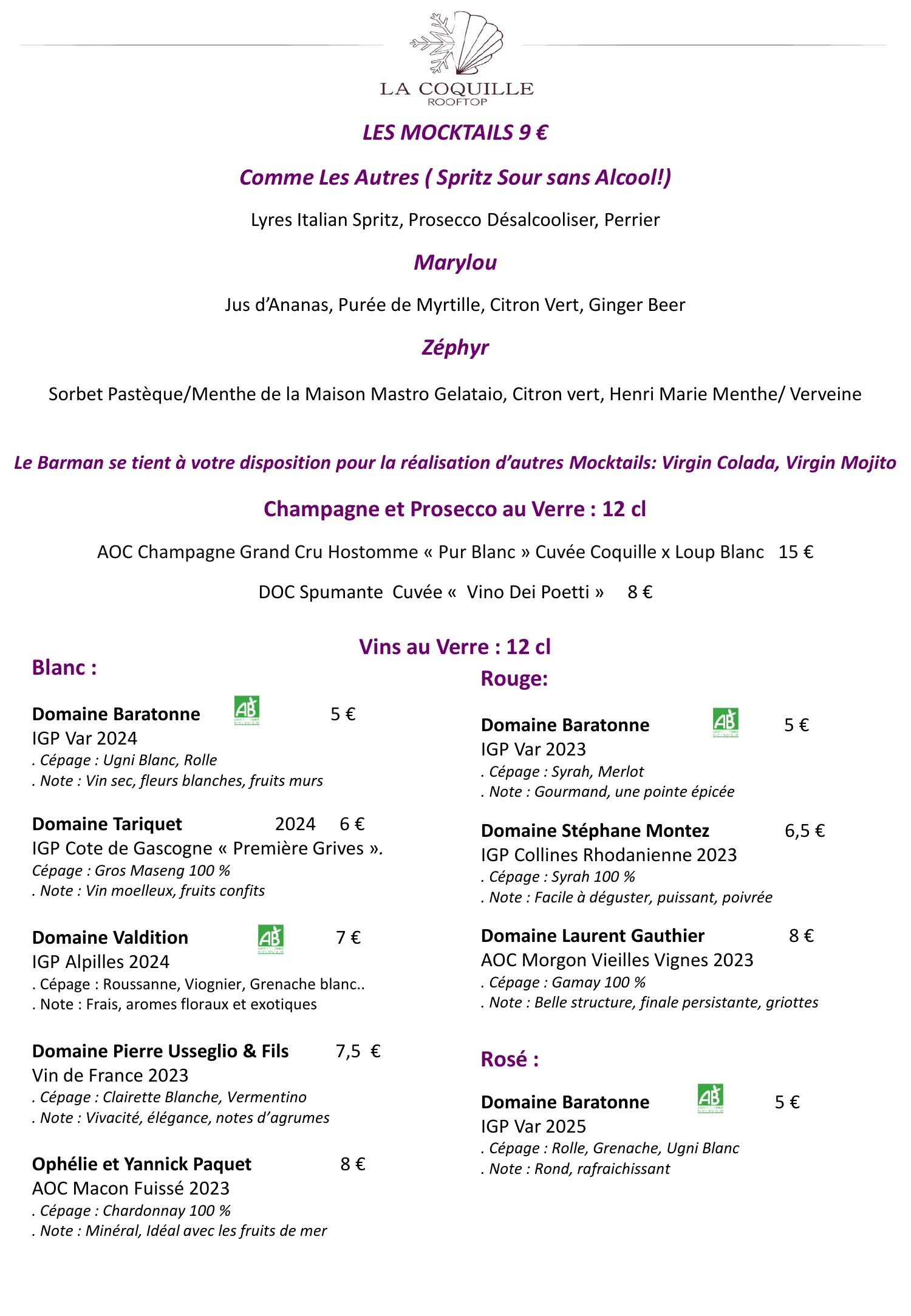 Carte Cocktail 2