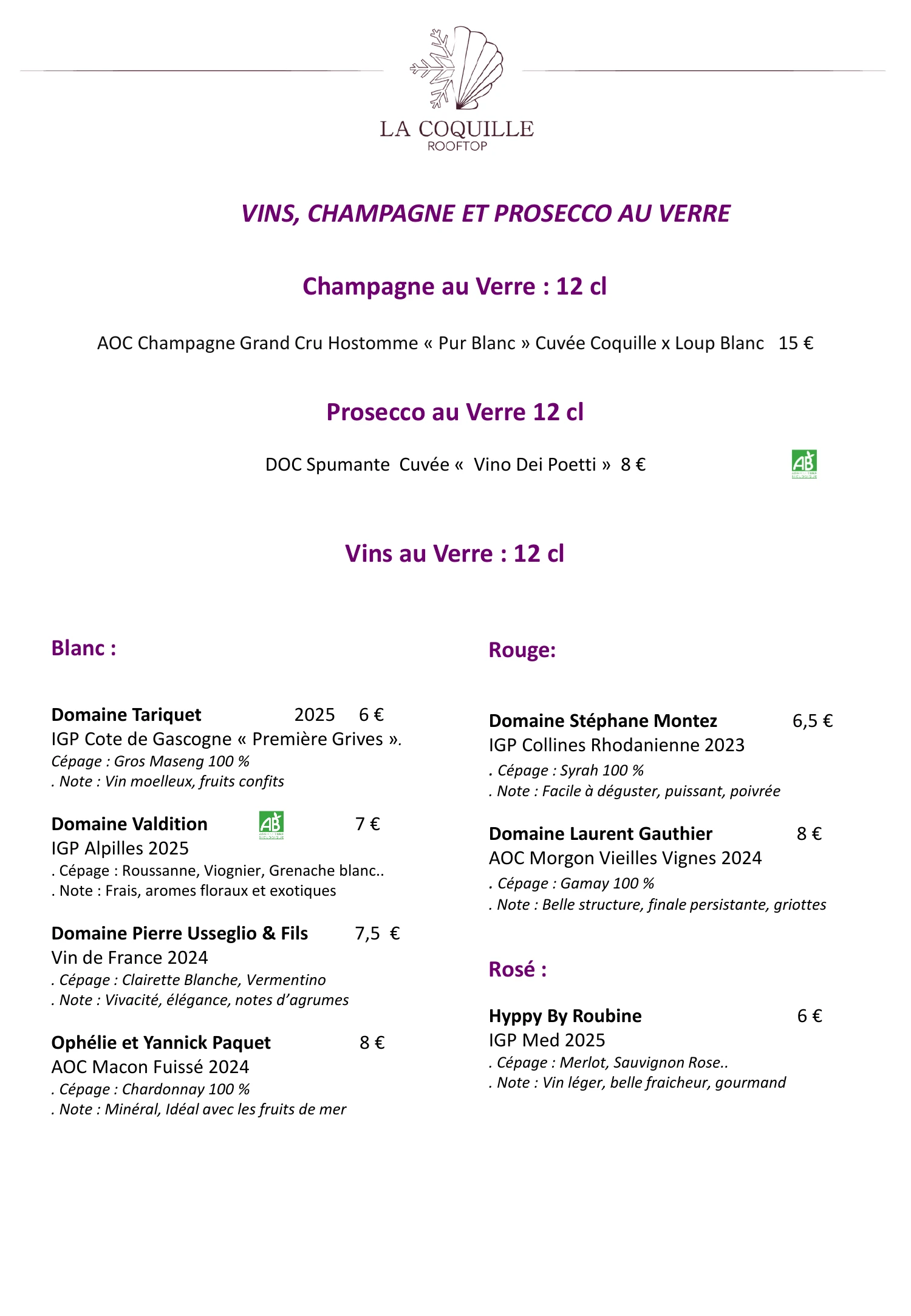 Carte Vins 1
