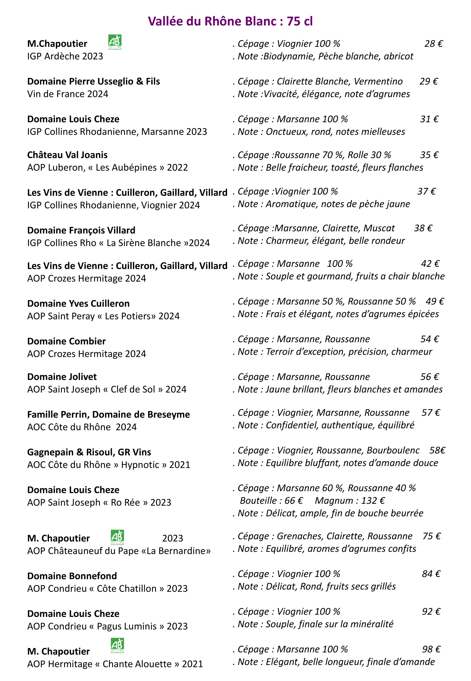 Carte Vins 5