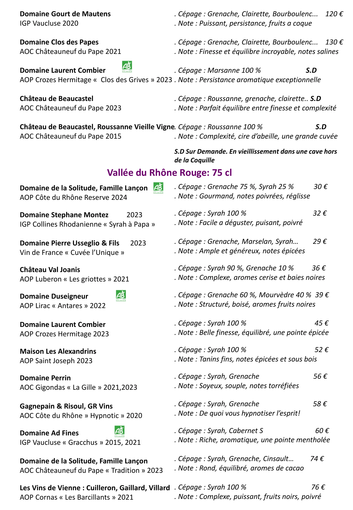 Carte Vins 6