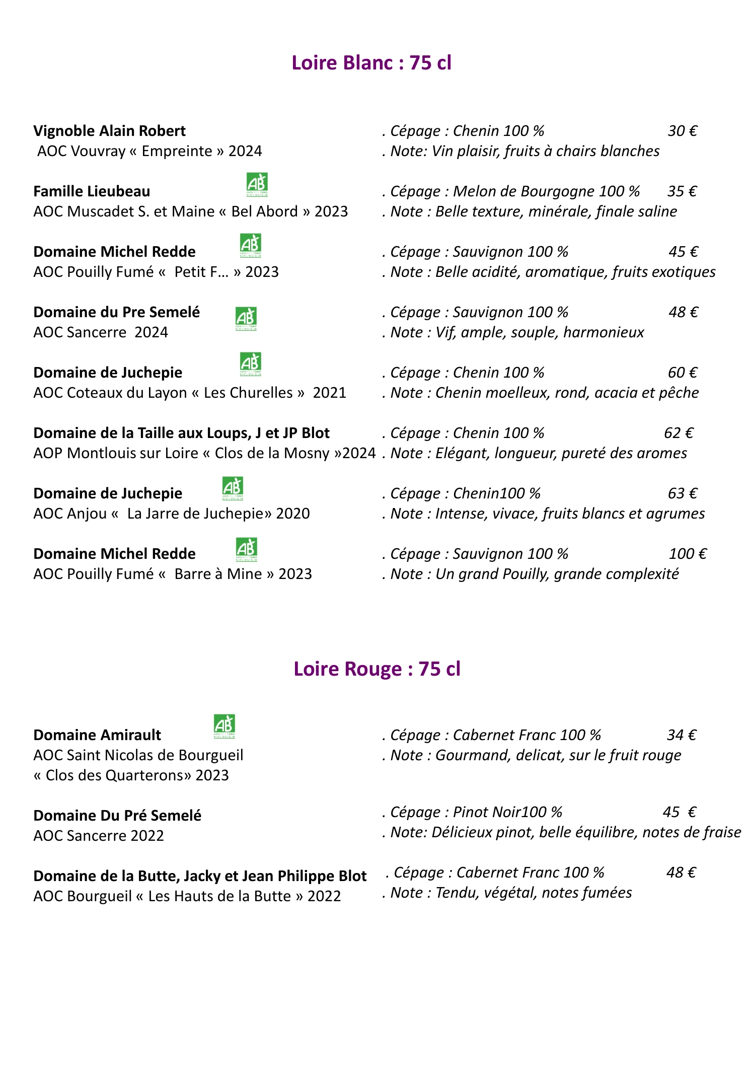 Carte Vins 8