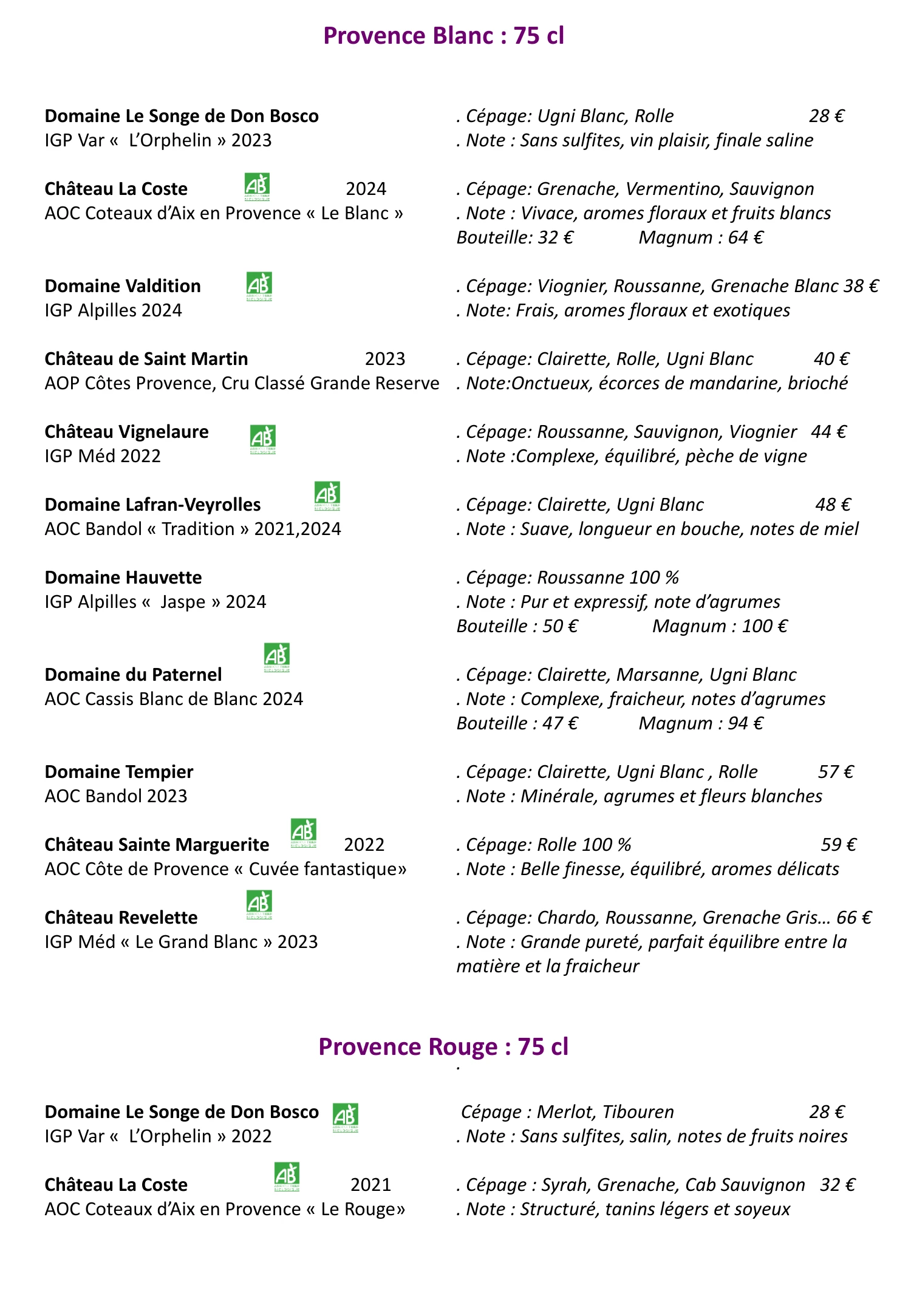Carte Vins 9