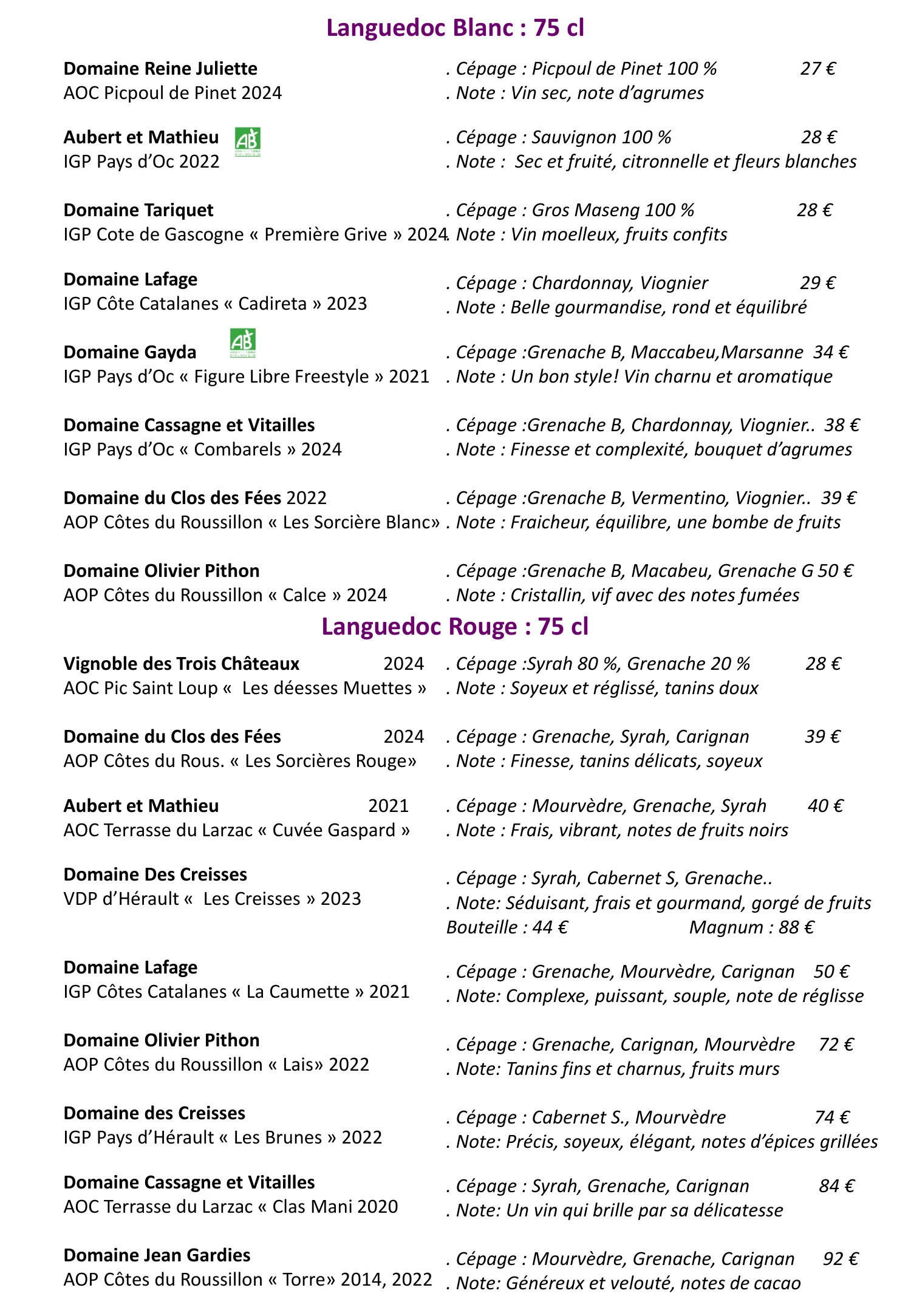 Carte Vins 11