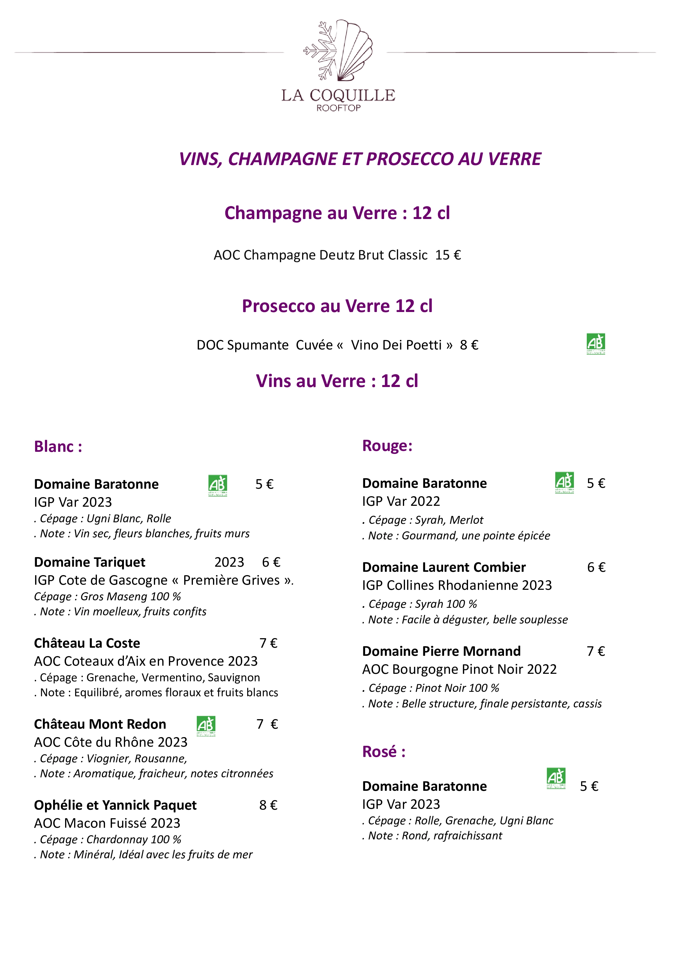 Carte Vins 1