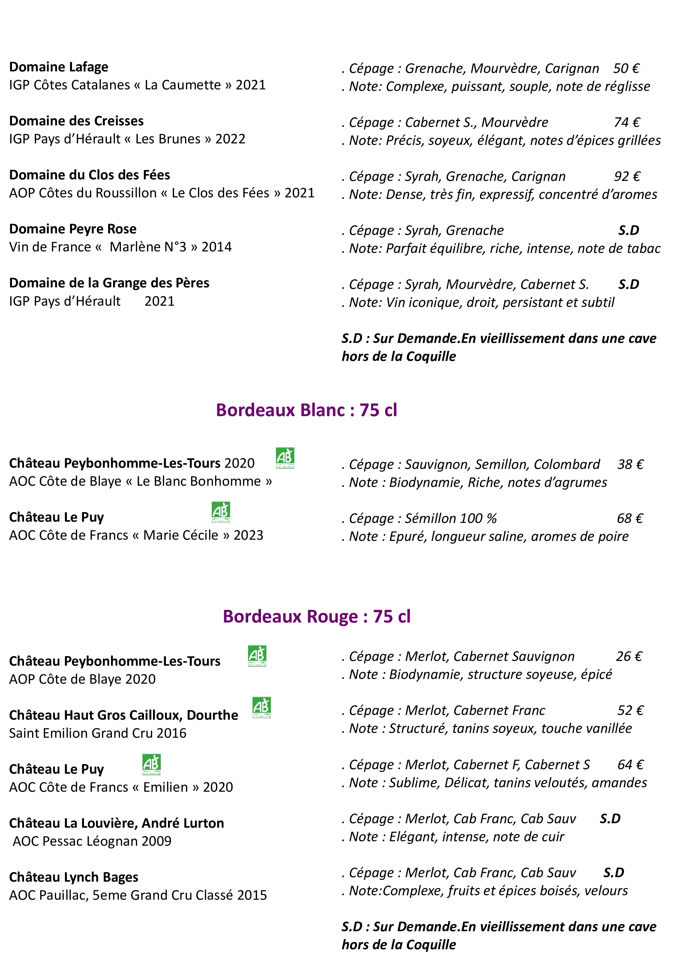 Carte Vins 11