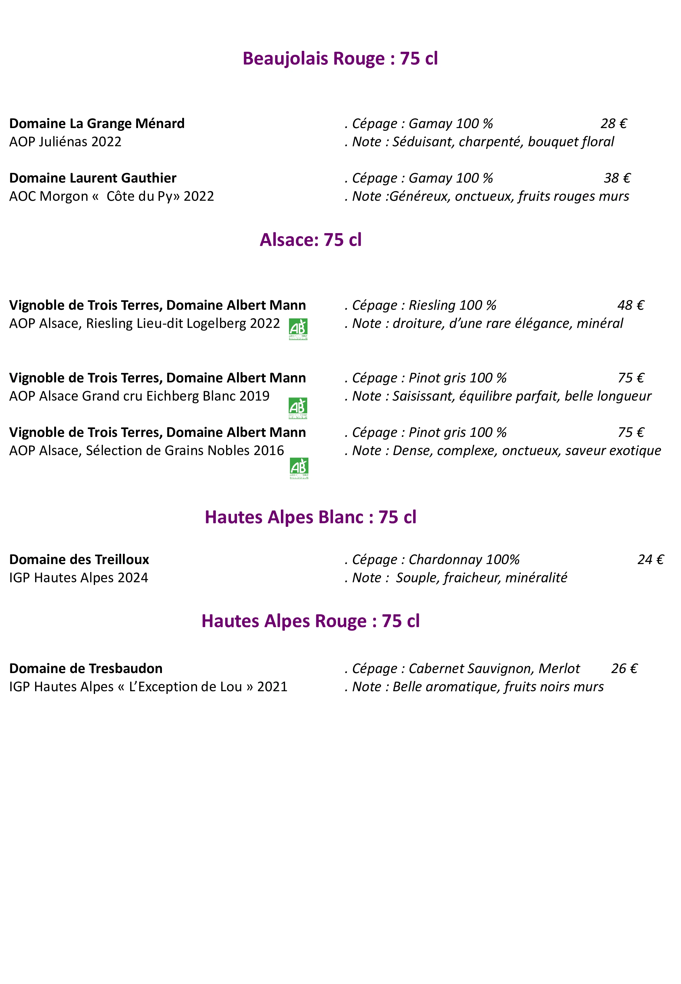 Carte Vins 12