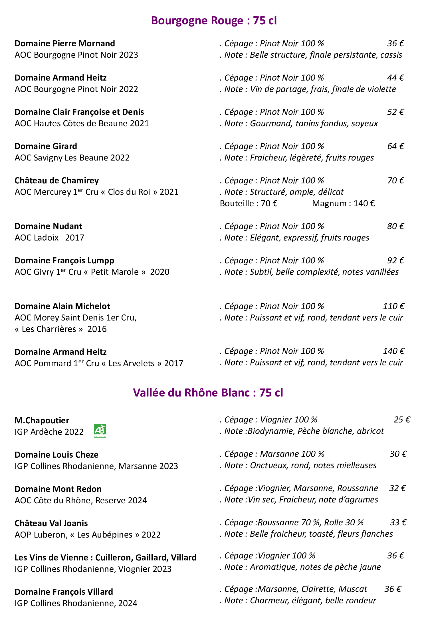 Carte Vins 4