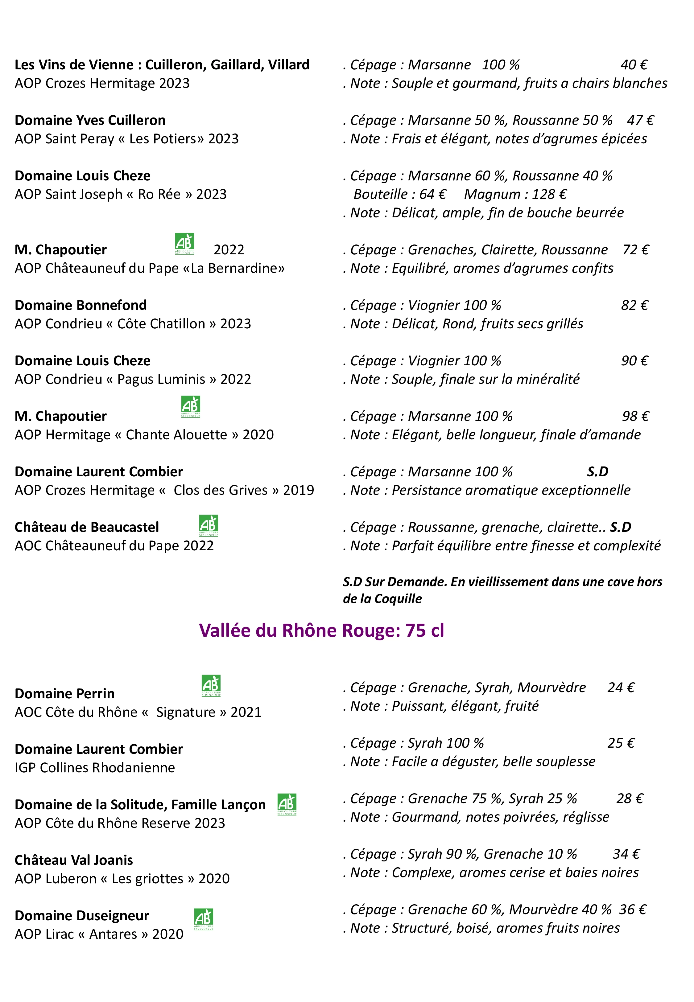 Carte Vins 5