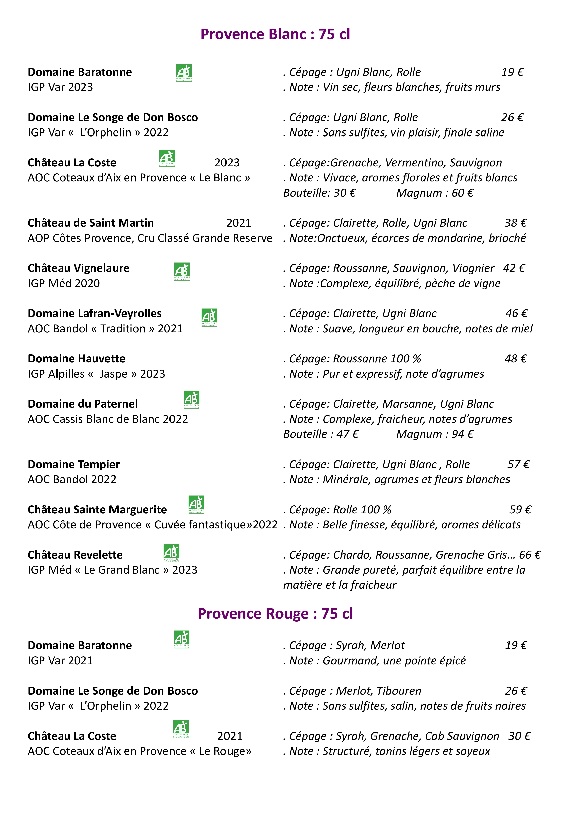 Carte Vins 8