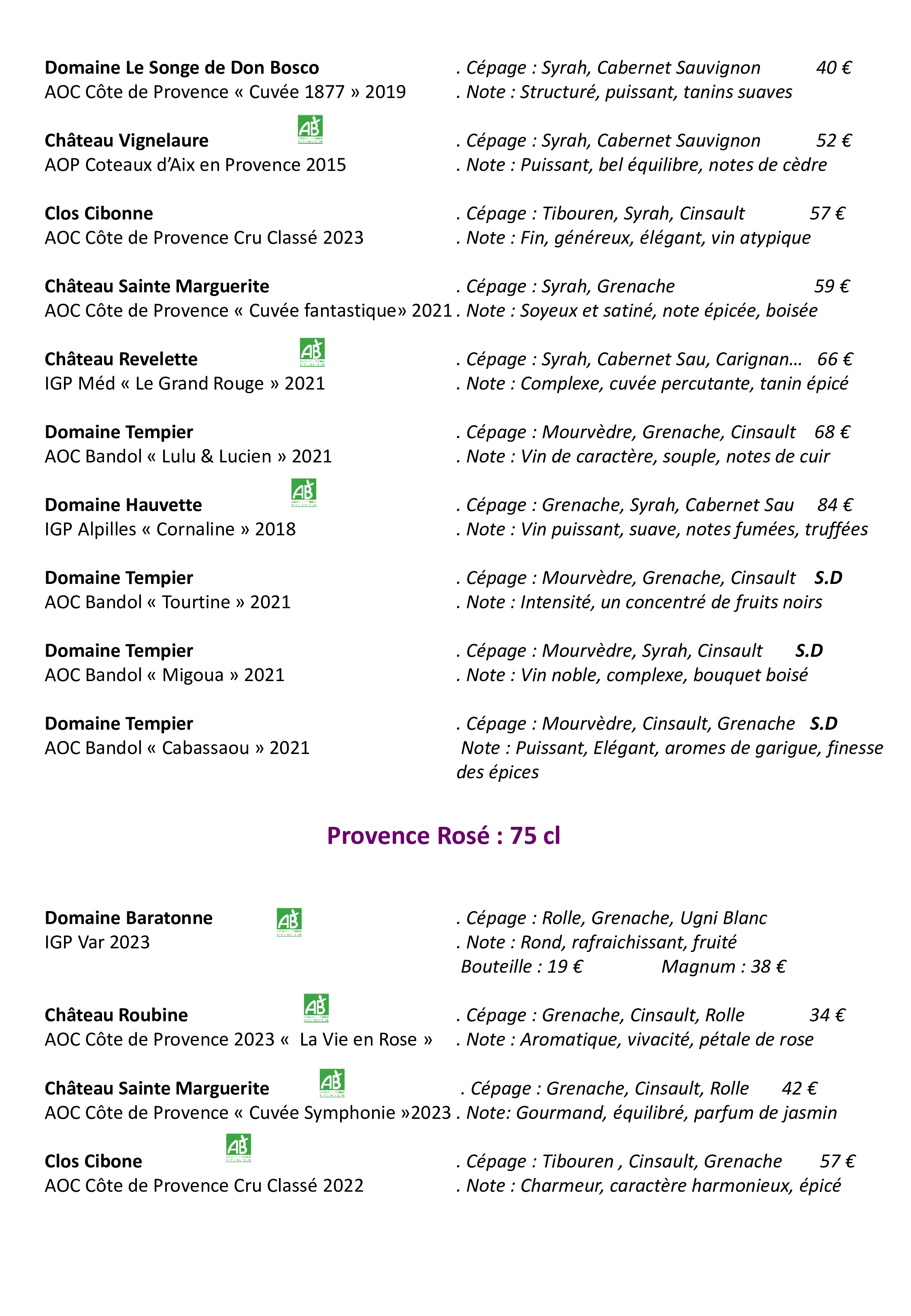 Carte Vins 9